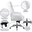 Pemberly Row Traditional Faux Leather High Back Swivel Office Chair in White