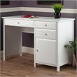 Pemberly Row Transitional Composite Wood Office Writing Desk in White
