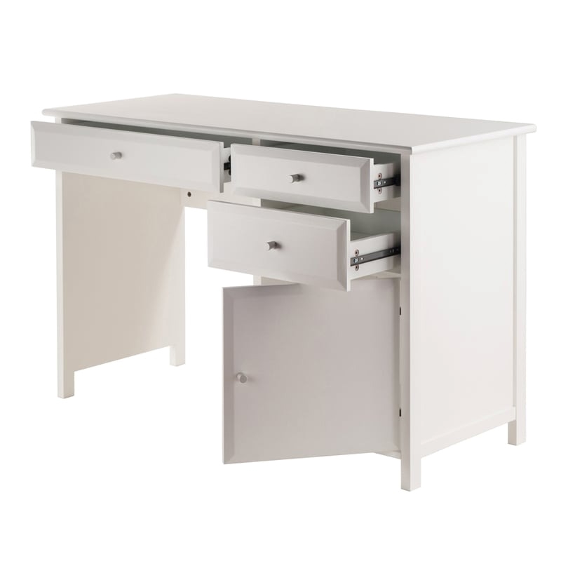 Pemberly Row Transitional Composite Wood Office Writing Desk in White