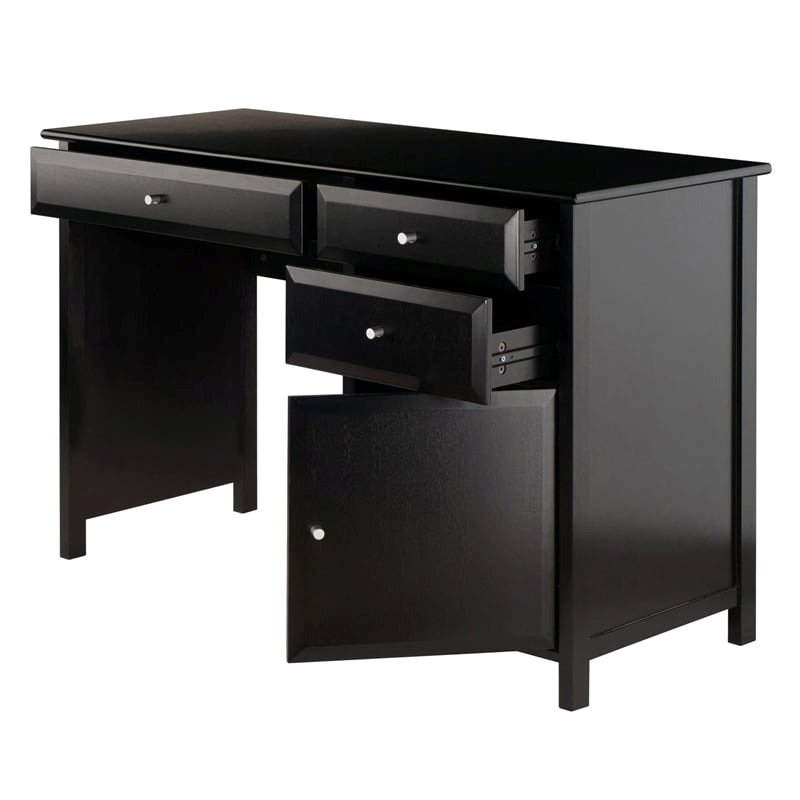 Pemberly Row Transitional Composite Wood Office Writing Desk in Black