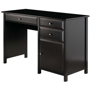 Pemberly Row Transitional Composite Wood Office Writing Desk in Black