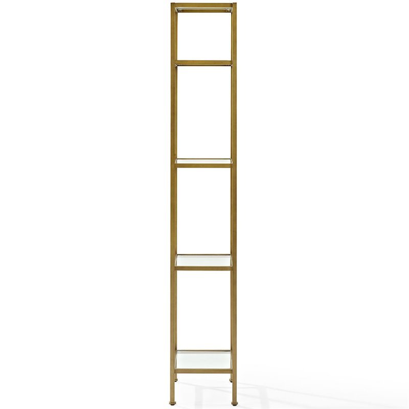 Pemberley Row Metal Antique Gold Bookcase Tempered Glass Narrow 73