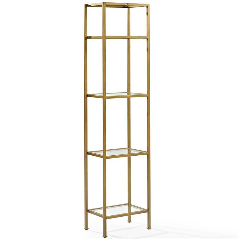 Pemberley Row Metal Antique Gold Bookcase Tempered Glass Narrow 73