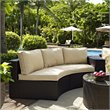 Pemberly Row Wicker Patio Round Sectional Sofa with Sand Cushions