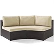 Pemberly Row Wicker Patio Round Sectional Sofa with Sand Cushions
