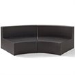 Pemberly Row Wicker Patio Round Sectional Sofa with Sand Cushions