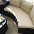 Pemberly Row Wicker Patio Round Sectional Sofa with Sand Cushions