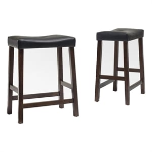 Pemberly Row 24&quot Solid Wood Counter Stool in Mahogany (Set of 2)
