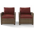 Pemberly Row 2 Piece Outdoor Wicker Seating Set with Sangria Cushions