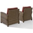 Pemberly Row 2 Piece Outdoor Wicker Seating Set with Sangria Cushions