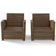 Pemberly Row 2 Piece Outdoor Wicker Seating Set with Sangria Cushions