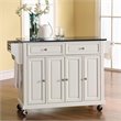 Pemberly Row Traditional Wood Solid Kitchen Cart with Granite Top in White/Black