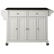 Pemberly Row Traditional Wood Solid Kitchen Cart with Granite Top in White/Black