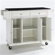Pemberly Row Traditional Wood Solid Kitchen Cart with Granite Top in White/Black