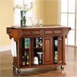 Pemberly Row Traditional Wood/Stainless Steel Kitchen Cart in Cherry