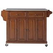 Pemberly Row Traditional Wood/Stainless Steel Kitchen Cart in Cherry