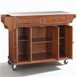 Pemberly Row Traditional Wood/Stainless Steel Kitchen Cart in Cherry