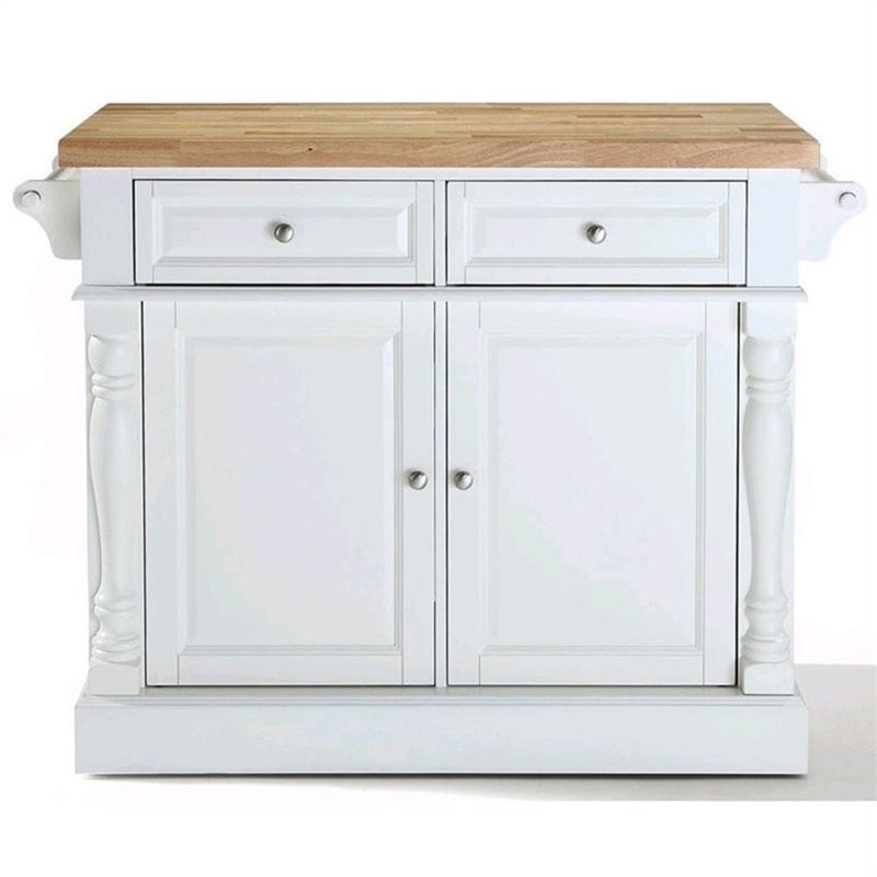 Pemberly Row 4-Shelf Wood Kitchen Island Butcher Block in White