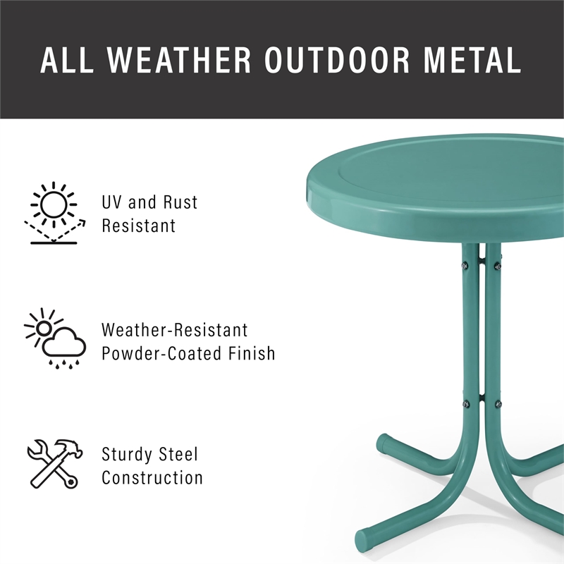 Pemberly Row Modern Sturdy Steel Metal Patio End Table in Caribbean Blue