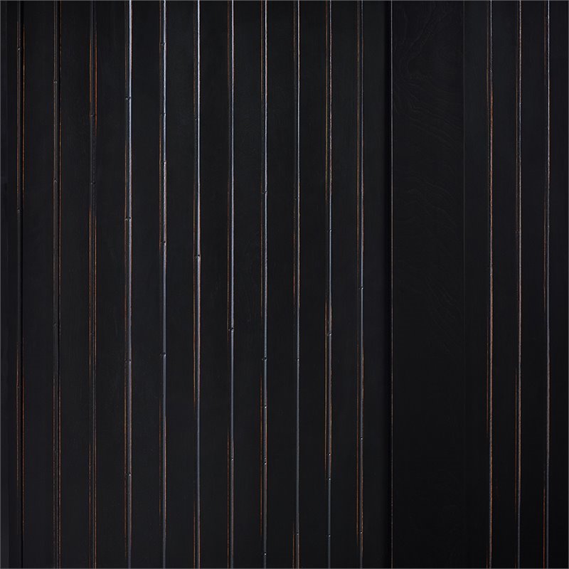 Pemberly Row Coastal Wood Hall Tree in Distressed Black Finish