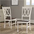 Pemberly Row Wood Turned Leg Dining Side Chair in White (Set of 2)