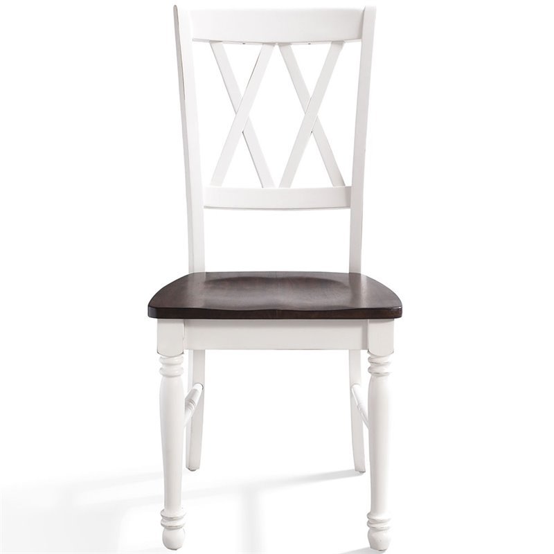 Pemberly Row Wood Turned Leg Dining Side Chair in White (Set of 2)