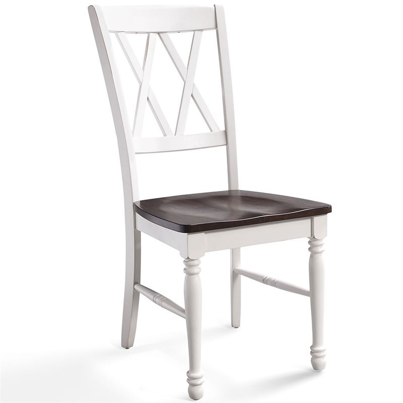 Pemberly Row Wood Turned Leg Dining Side Chair in White (Set of 2)