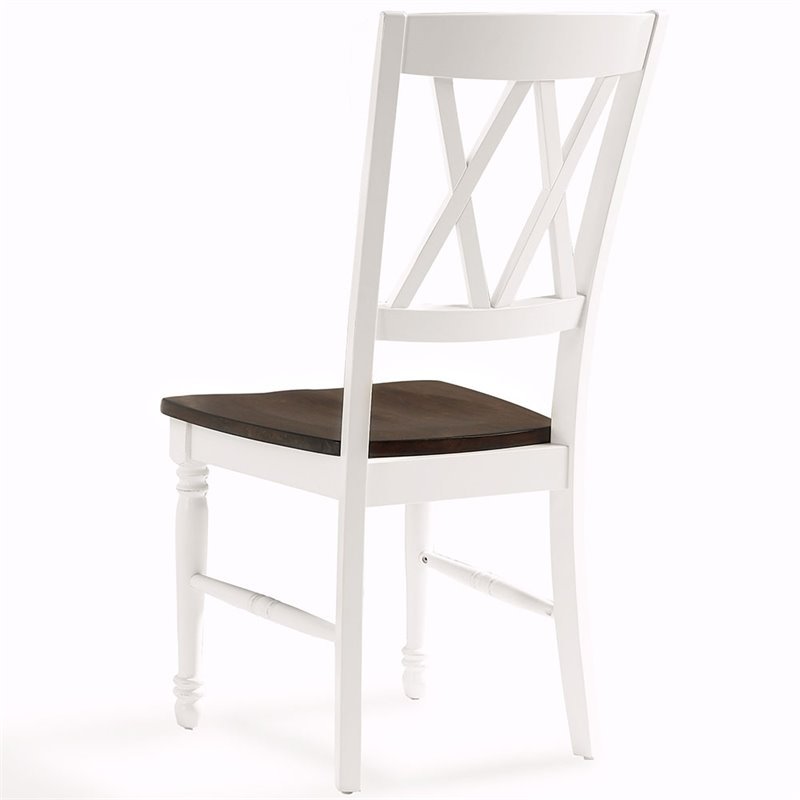 Pemberly Row Wood Turned Leg Dining Side Chair in White (Set of 2)