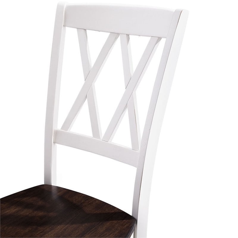 Pemberly Row Wood Turned Leg Dining Side Chair in White (Set of 2)
