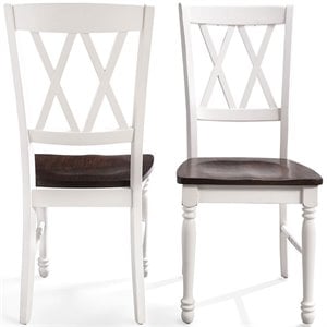 Pemberly Row Wood Turned Leg Dining Side Chair in White (Set of 2)