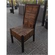 Pemberly Row Coastal Wood Woven Abaca Dining Chair in Mahogany Brown