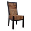 Pemberly Row Coastal Wood Woven Abaca Dining Chair in Mahogany Brown