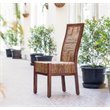 Pemberly Row Coastal Wood Woven Abaca Dining Chair in Mahogany Brown