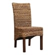 Pemberly Row Coastal Wicker / Rattan Dining Chair in Brown (Set of 2)