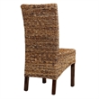 Pemberly Row Coastal Wicker / Rattan Dining Chair in Brown (Set of 2)