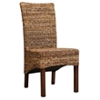 Pemberly Row Coastal Wicker / Rattan Dining Chair in Brown (Set of 2)