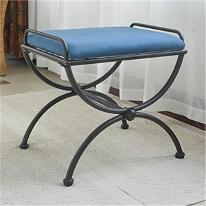 Pemberly Row Iron Vanity Bench in Indigo