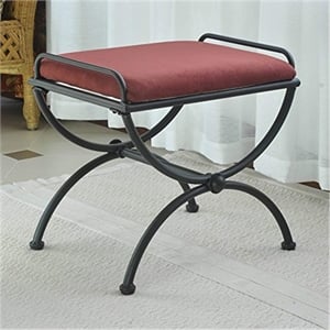 Pemberly Row Iron Vanity Bench in Red Wine