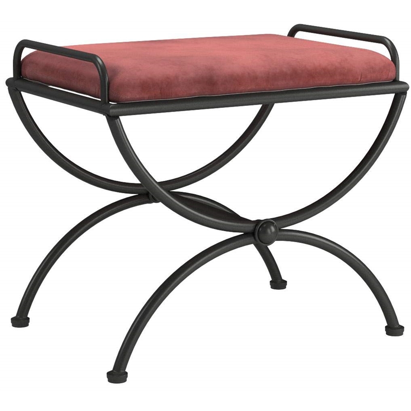 Pemberly Row Iron Vanity Bench in Red Wine