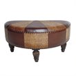 Pemberly Row Faux Leather Ottoman in Mix Pattern