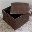 Pemberly Row Faux Leather Ottoman Trunk in Brown