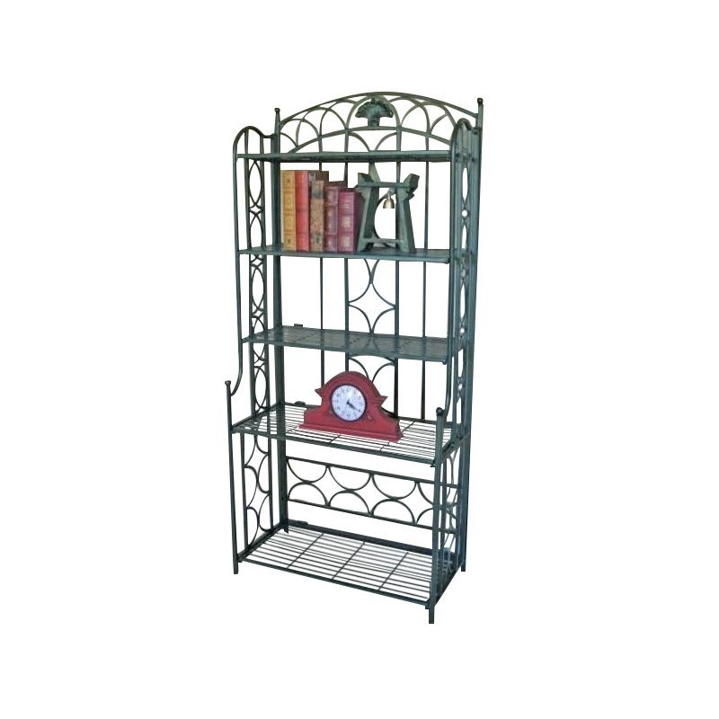 Pemberly Row Iron Bakers Rack in Verdi Gris