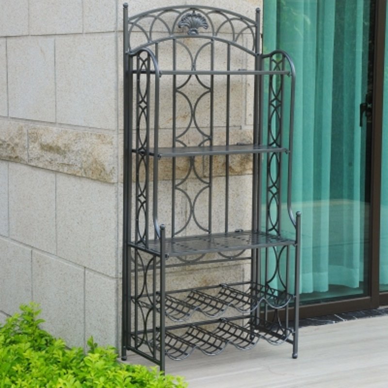 Pemberly Row Iron Bakers Wine Rack in Pewter