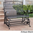 Pemberly Row Iron Patio Glider Loveseat in Bronze