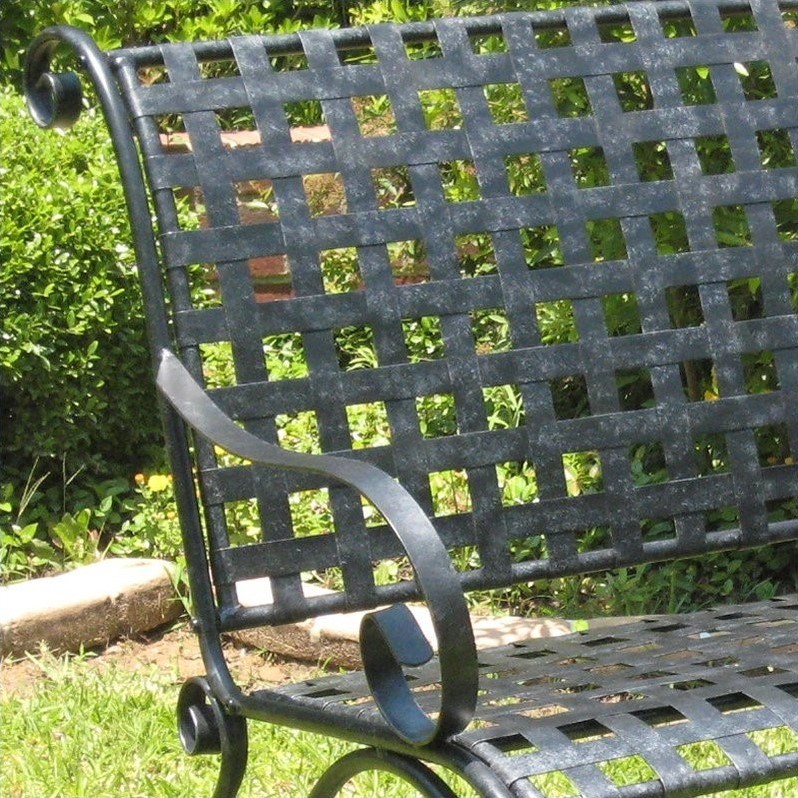 Pemberly Row Iron Patio Rocker Loveseat in Black