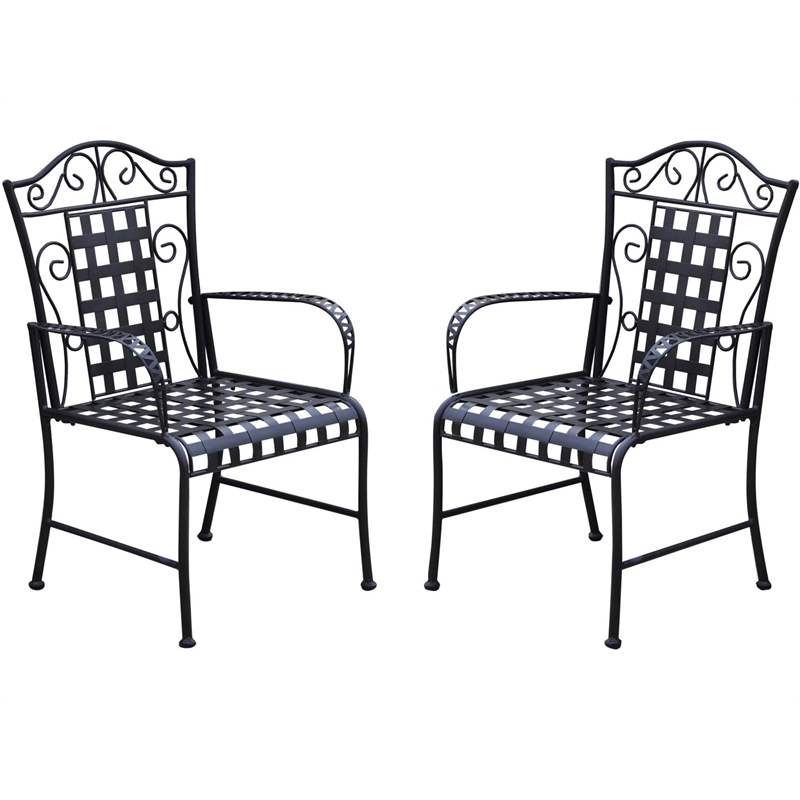 Pemberly Row Patio Dining Chair in Black (Set of 2)