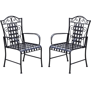 Pemberly Row Patio Dining Chair in Black (Set of 2)