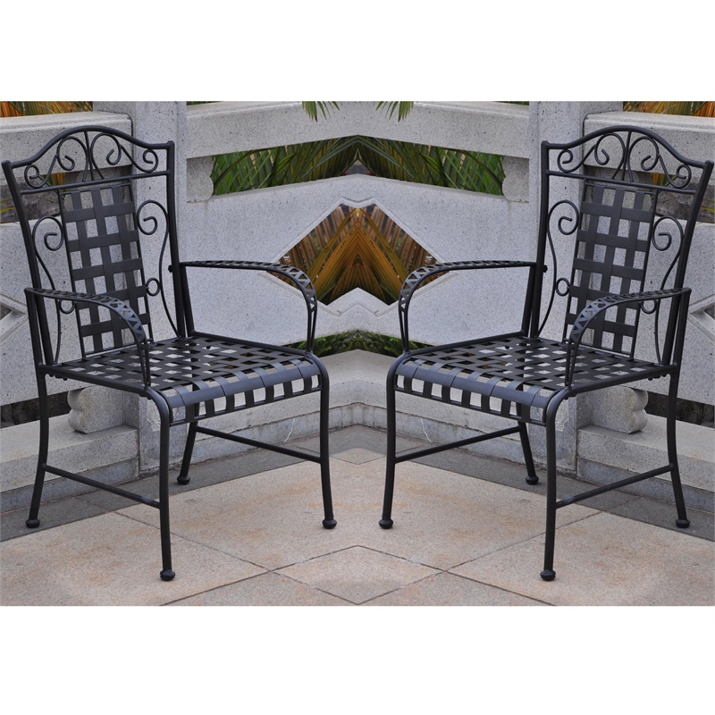 Pemberly Row Patio Dining Chair in Black (Set of 2)