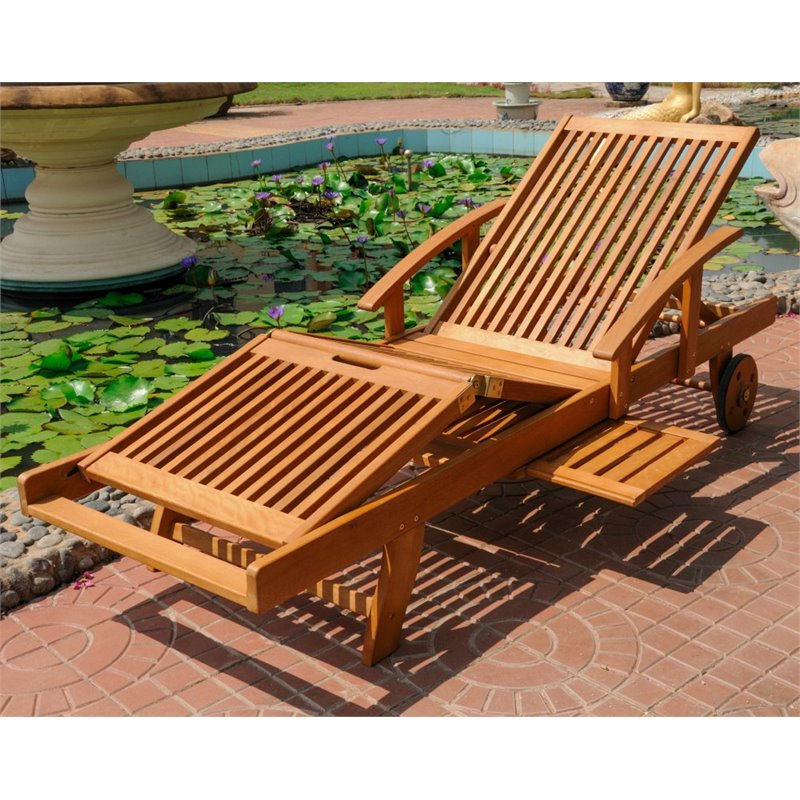 Pemberly Row Outdoor Chaise Lounge with Wheels