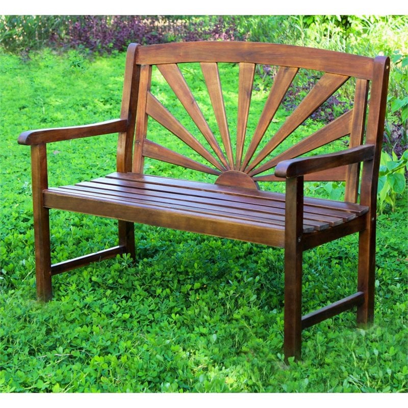 Pemberley Row Acacia Hardwood Stain Patio Bench Rectangular 36
